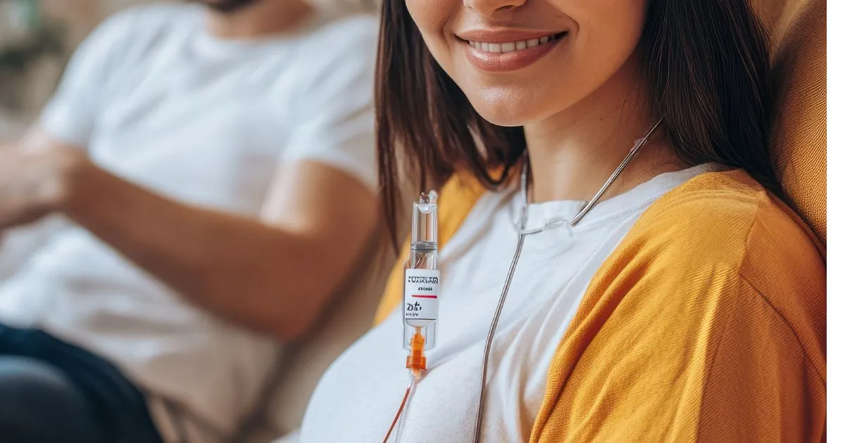 Woman looking refreshed and energized, representing the results of a Revitalizing IV therapy and B12 injection